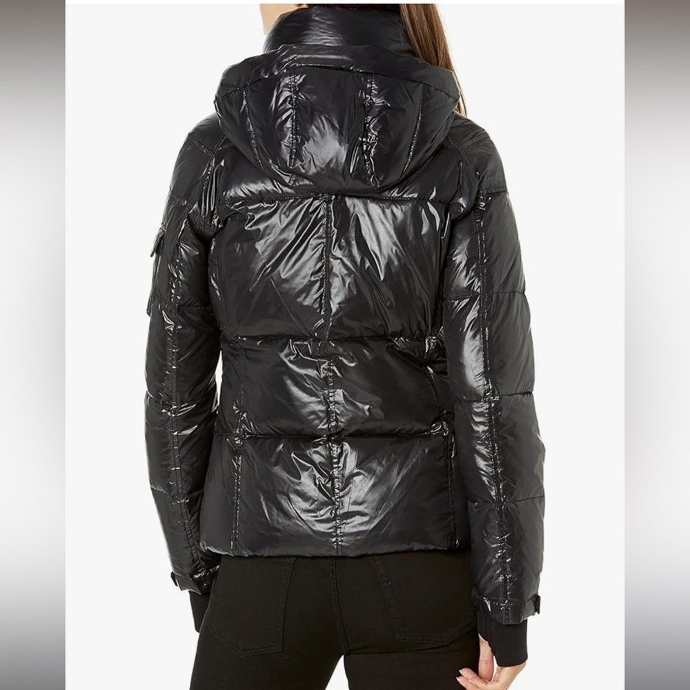 S13 New York Kylie Women's Gloss Down Puffer Jacket Jet Black Large - Picture 2 of 8